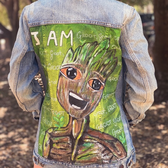 Art From The Heart Jackets & Blazers - I AM GROOT - Hand Painted Custom Jacket
